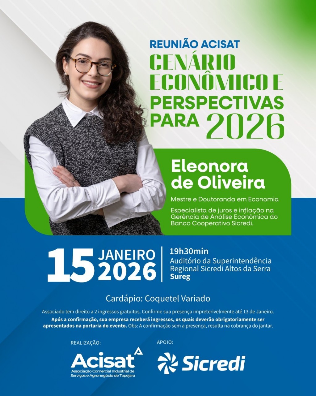 Acisat promove palestra sobre cenário econômico e perspectivas em 2026