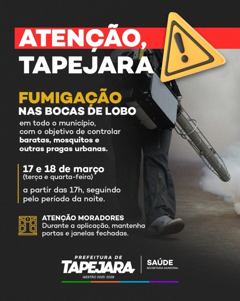 Tapejara terá fumigação em bocas de lobo nesta terça e quarta-feira